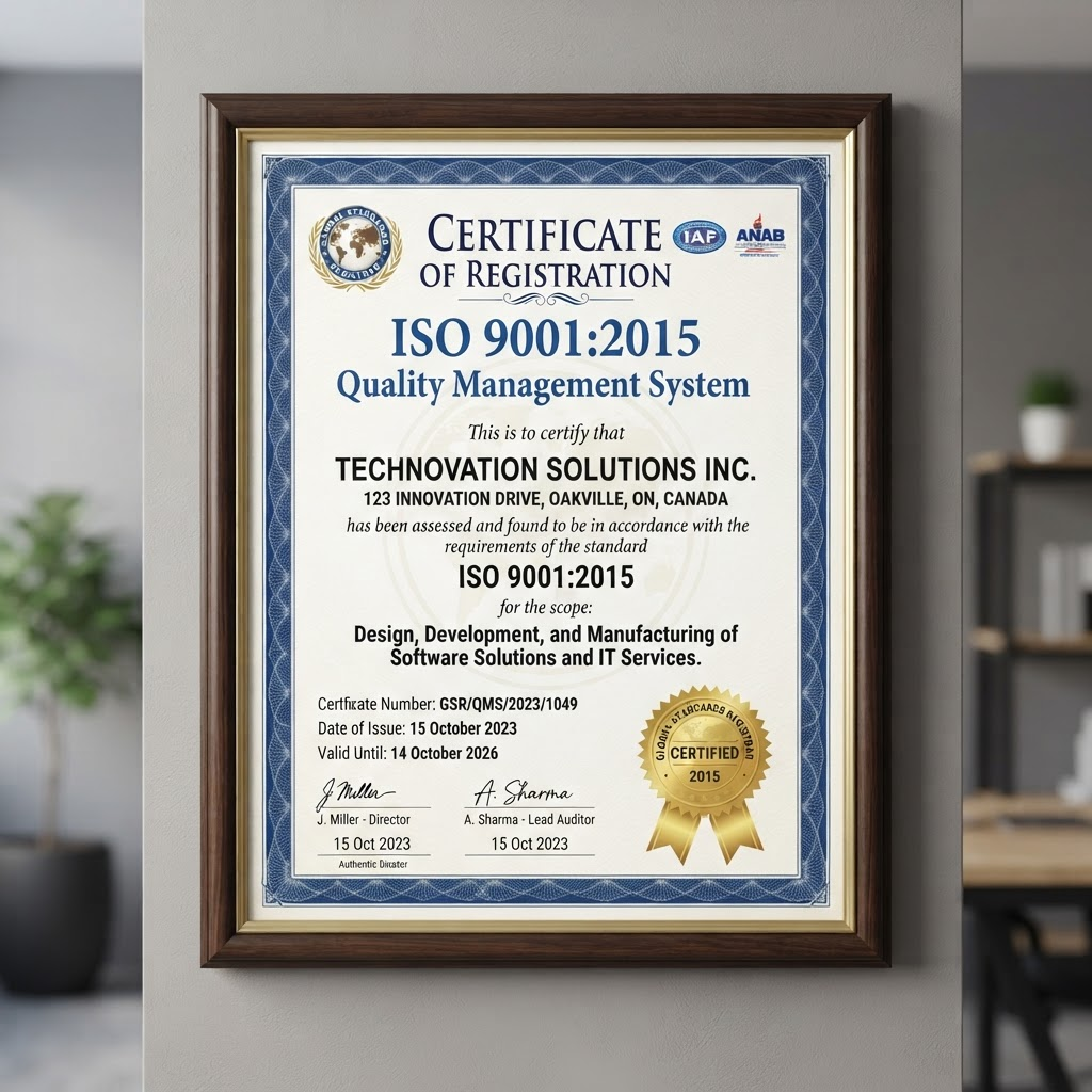 ISO 9001:2015 certificate